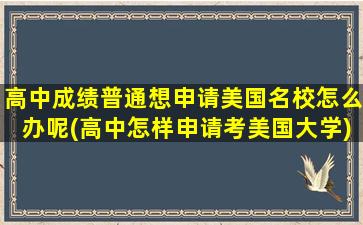 高中成绩普通想申请美国名校怎么办呢(高中怎样申请考美国大学)