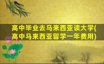 高中毕业去马来西亚读大学(高中马来西亚留学一年费用)