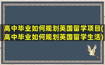 高中毕业如何规划英国留学项目(高中毕业如何规划英国留学生活)