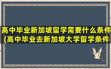 高中毕业新加坡留学需要什么条件(高中毕业去新加坡大学留学条件)