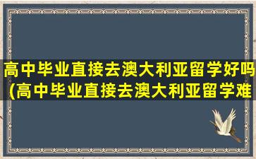 高中毕业直接去澳大利亚留学好吗(高中毕业直接去澳大利亚留学难吗)