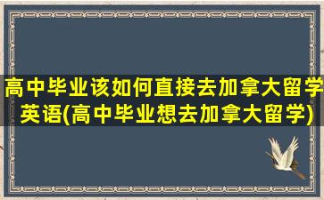 高中毕业该如何直接去加拿大留学英语(高中毕业想去加拿大留学)