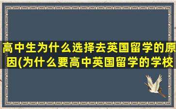 高中生为什么选择去英国留学的原因(为什么要高中英国留学的学校)