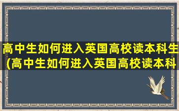 高中生如何进入英国高校读本科生(高中生如何进入英国高校读本科呢)