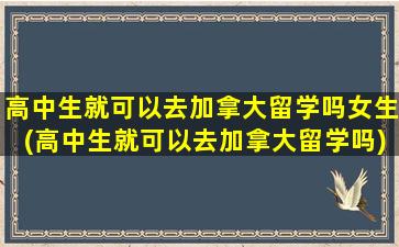 高中生就可以去加拿大留学吗女生(高中生就可以去加拿大留学吗)