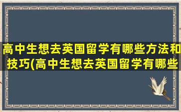 高中生想去英国留学有哪些方法和技巧(高中生想去英国留学有哪些方法知乎)