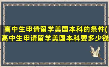 高中生申请留学美国本科的条件(高中生申请留学美国本科要多少钱)