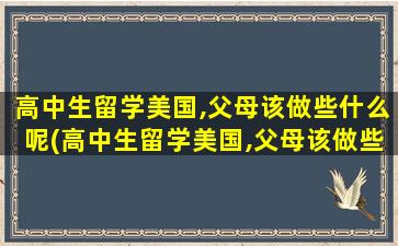 高中生留学美国,父母该做些什么呢(高中生留学美国,父母该做些什么工作)