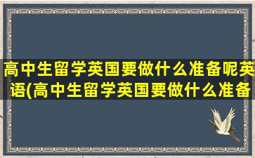 高中生留学英国要做什么准备呢英语(高中生留学英国要做什么准备呢英文)