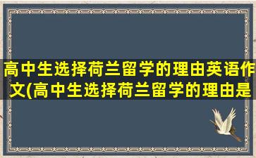 高中生选择荷兰留学的理由英语作文(高中生选择荷兰留学的理由是什么)