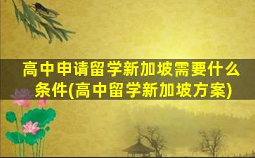 高中申请留学新加坡需要什么条件(高中留学新加坡方案)