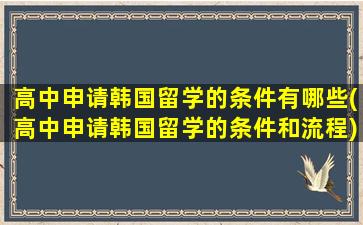 高中申请韩国留学的条件有哪些(高中申请韩国留学的条件和流程)