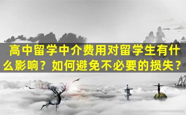 高中留学中介费用对留学生有什么影响？如何避免不必要的损失？