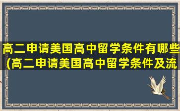 高二申请美国高中留学条件有哪些(高二申请美国高中留学条件及流程)