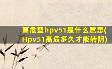 高危型hpv51是什么意思(Hpv51高危多久才能转阴)