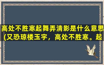 高处不胜寒起舞弄清影是什么意思(又恐琼楼玉宇，高处不胜寒。起舞弄清影,何似在人间！是什么意思)