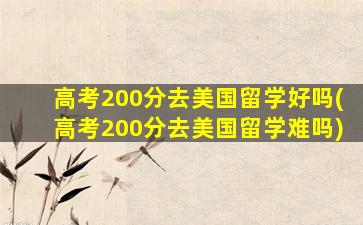 高考200分去美国留学好吗(高考200分去美国留学难吗)