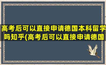 高考后可以直接申请德国本科留学吗知乎(高考后可以直接申请德国本科留学嘛)