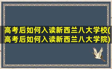 高考后如何入读新西兰八大学校(高考后如何入读新西兰八大学院)