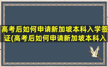 高考后如何申请新加坡本科入学签证(高考后如何申请新加坡本科入学考试)