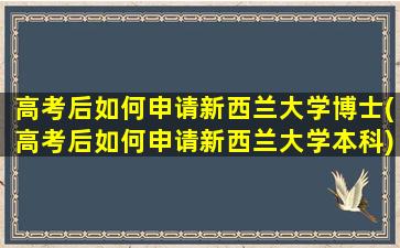 高考后如何申请新西兰大学博士(高考后如何申请新西兰大学本科)