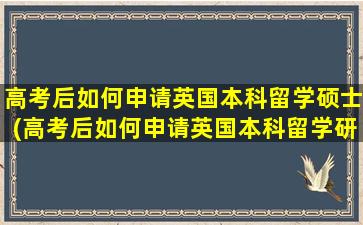 高考后如何申请英国本科留学硕士(高考后如何申请英国本科留学研究生)