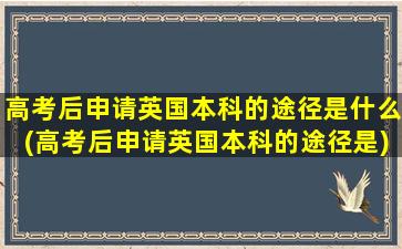 高考后申请英国本科的途径是什么(高考后申请英国本科的途径是)