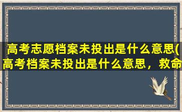 高考志愿档案未投出是什么意思(高考档案未投出是什么意思，救命啊)