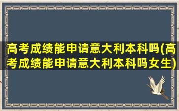 高考成绩能申请意大利本科吗(高考成绩能申请意大利本科吗女生)