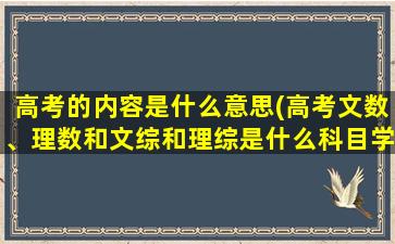 高考的内容是什么意思(高考文数、理数和文综和理综是什么科目学些什么内容)