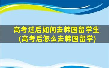 高考过后如何去韩国留学生(高考后怎么去韩国留学)