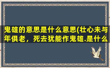 鬼雄的意思是什么意思(壮心未与年俱老，死去犹能作鬼雄.是什么意思)