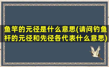 鱼竿的元径是什么意思(请问钓鱼杆的元径和先径各代表什么意思)