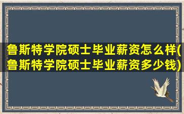 鲁斯特学院硕士毕业薪资怎么样(鲁斯特学院硕士毕业薪资多少钱)