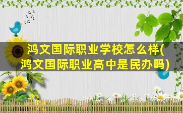 鸿文国际职业学校怎么样(鸿文国际职业高中是民办吗)