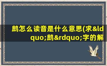 鹧怎么读音是什么意思(求“鹧”字的解释)