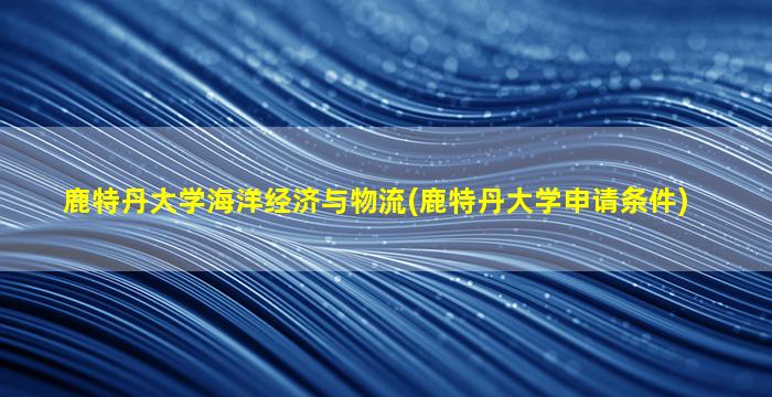 鹿特丹大学海洋经济与物流(鹿特丹大学申请条件)