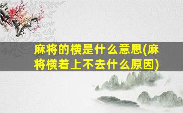 麻将的横是什么意思(麻将横着上不去什么原因)