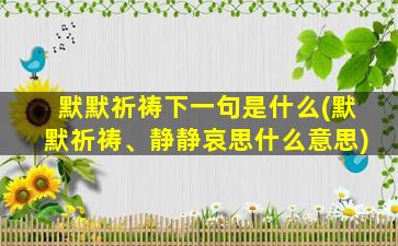 默默祈祷下一句是什么(默默祈祷、静静哀思什么意思)