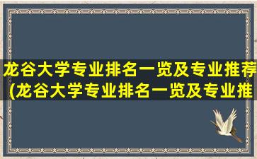 龙谷大学专业排名一览及专业推荐(龙谷大学专业排名一览及专业推荐名单)