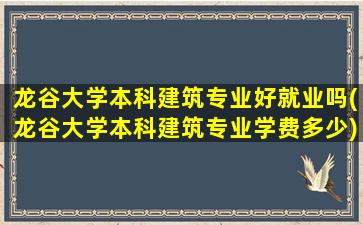 龙谷大学本科建筑专业好就业吗(龙谷大学本科建筑专业学费多少)